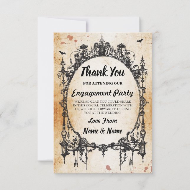 Halloween Thank You Wedding Gothic Frame Card (Front)
