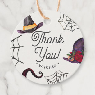 Halloween Thank You Witches Purple Bridal Shower Favour Tags