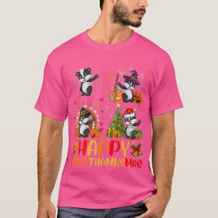 Halloween Thanksgiving Christmas Badger Hallothank T-Shirt