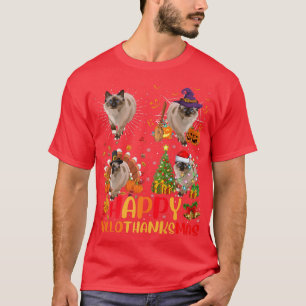 Halloween Thanksgiving Christmas Balinese Cat Hall T-Shirt