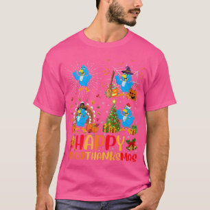 Halloween Thanksgiving Christmas Bluebird Hallotha T-Shirt