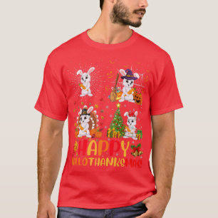 Halloween Thanksgiving Christmas Bunny Hallothanks T-Shirt