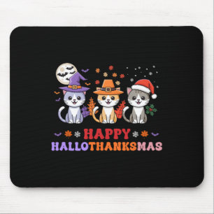 Halloween Thanksgiving Christmas Cats Happy Hallot Mouse Mat