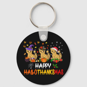 Halloween Thanksgiving Christmas Cheetah Cat Hallo Key Ring