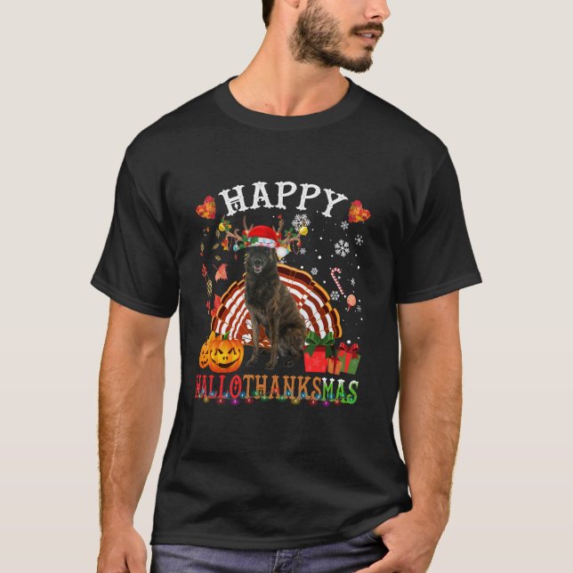 Halloween Thanksgiving Christmas Dutch Shepherd XM T-Shirt (Front)