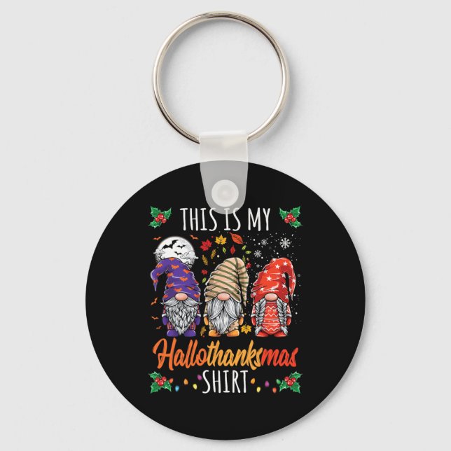 Halloween Thanksgiving Christmas Fun Hallothanksma Key Ring (Front)