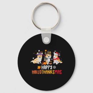 Halloween Thanksgiving Christmas Funny Corgi Dogs Key Ring