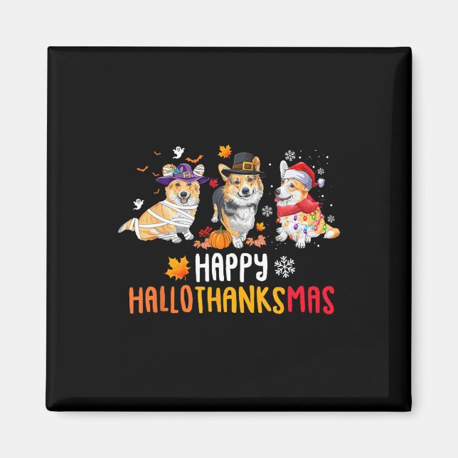 Halloween Thanksgiving Christmas Funny Corgi Dogs  Magnet (Front)