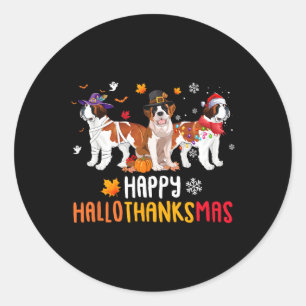 Halloween Thanksgiving Christmas Funny Saint Berna Classic Round Sticker
