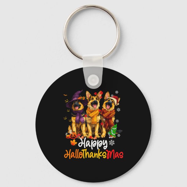 Halloween Thanksgiving Christmas German Shepherd D Key Ring (Front)