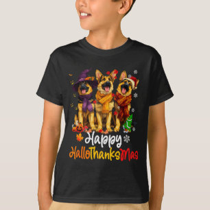 Halloween Thanksgiving Christmas German Shepherd D T-Shirt
