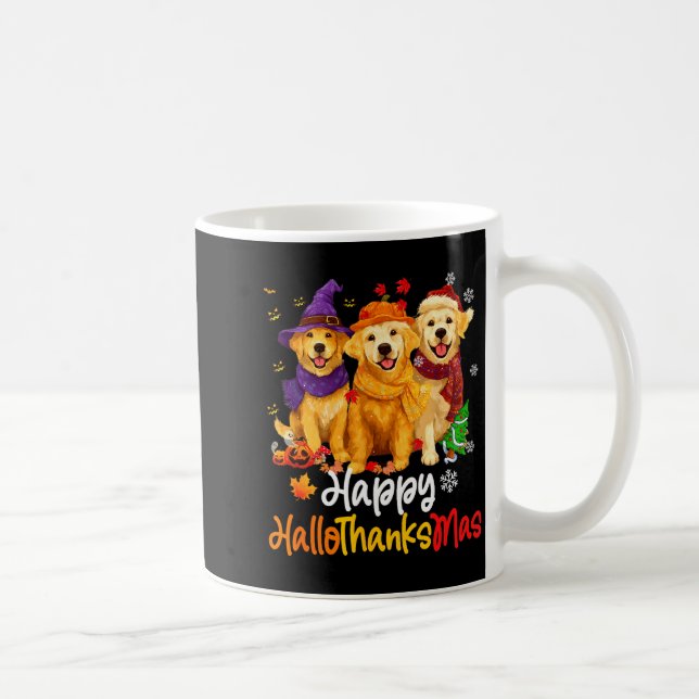 Halloween Thanksgiving Christmas Golden Retriever  Coffee Mug (Right)