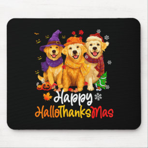 Halloween Thanksgiving Christmas Golden Retriever  Mouse Mat