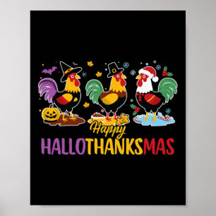 Halloween Thanksgiving Christmas Hallothanksmas Ch Poster
