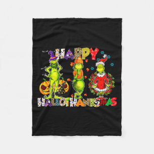 Halloween Thanksgiving Christmas, Happy Hallo Than Fleece Blanket