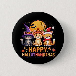 Halloween Thanksgiving Christmas Happy Hallothanks 6 Cm Round Badge