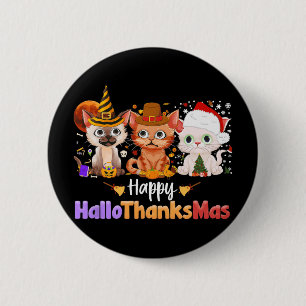 Halloween Thanksgiving Christmas Happy Hallothanks 6 Cm Round Badge