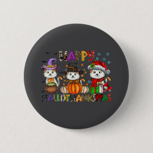 Halloween Thanksgiving Christmas Happy Hallothanks 6 Cm Round Badge