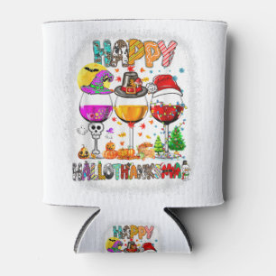 Halloween Thanksgiving Christmas Happy Hallothanks Can Cooler