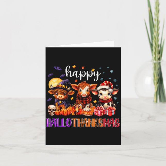 Halloween Thanksgiving Christmas Happy Hallothanks Card (Front)