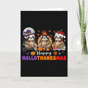 Halloween Thanksgiving Christmas Happy Hallothanks Card