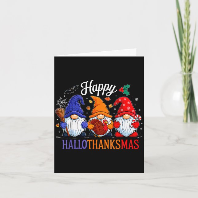 Halloween Thanksgiving Christmas Happy Hallothanks Card (Front)