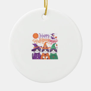 Halloween Thanksgiving Christmas Happy HalloThanks Ceramic Tree Decoration