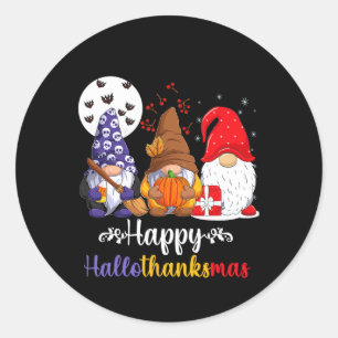 Halloween Thanksgiving Christmas Happy Hallothanks Classic Round Sticker