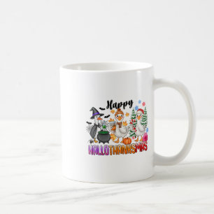 Halloween Thanksgiving Christmas Happy Hallothanks Coffee Mug