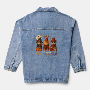 Halloween Thanksgiving Christmas Happy HalloThanks Denim Jacket