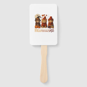 Halloween Thanksgiving Christmas Happy HalloThanks Hand Fan