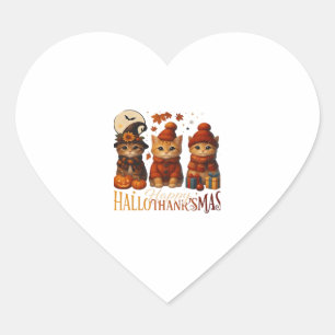 Halloween Thanksgiving Christmas Happy HalloThanks Heart Sticker