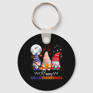 Halloween Thanksgiving Christmas Happy Hallothanks Key Ring