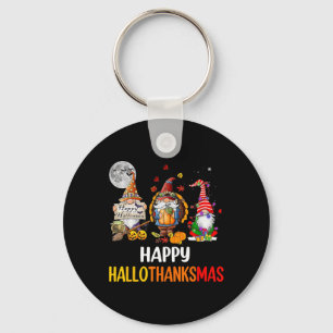 Halloween Thanksgiving Christmas Happy Hallothanks Key Ring