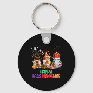Halloween Thanksgiving Christmas Happy HalloThanks Key Ring