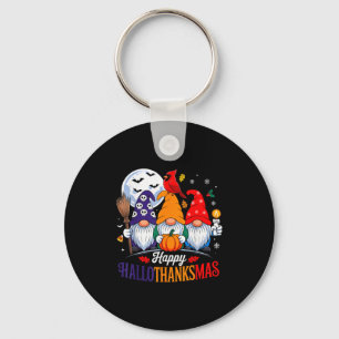 Halloween Thanksgiving Christmas Happy Hallothanks Key Ring