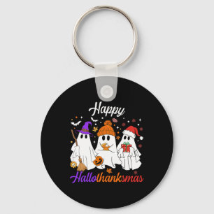 Halloween Thanksgiving Christmas Happy Hallothanks Key Ring
