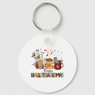 Halloween Thanksgiving Christmas Happy Hallothanks Key Ring