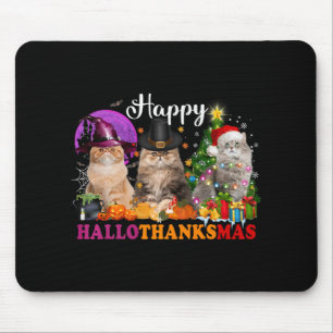 Halloween Thanksgiving Christmas Happy Hallothanks Mouse Mat
