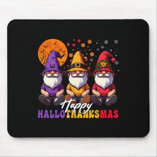 Halloween Thanksgiving Christmas Happy Hallothanks Mouse Mat