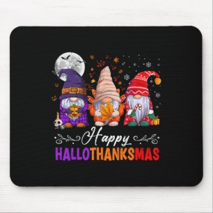 Halloween Thanksgiving Christmas Happy Hallothanks Mouse Mat