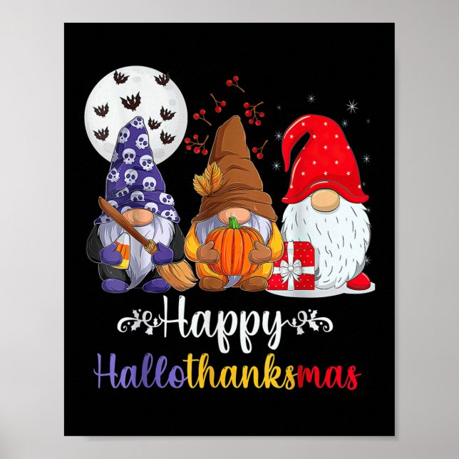 Halloween Thanksgiving Christmas Happy Hallothanks Poster (Front)