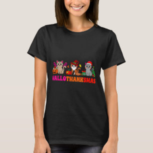 Halloween Thanksgiving Christmas Happy Hallothanks T-Shirt