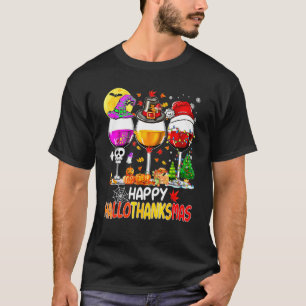 Halloween Thanksgiving Christmas Happy Hallothanks T-Shirt