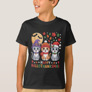Halloween Thanksgiving Christmas Happy Hallothanks T-Shirt