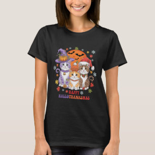 Halloween Thanksgiving Christmas Happy Hallothanks T-Shirt