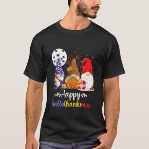 Halloween Thanksgiving Christmas Happy HalloThanks T-Shirt