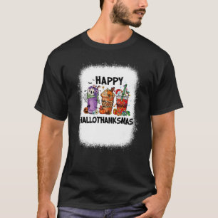 Halloween Thanksgiving Christmas Happy Hallothanks T-Shirt