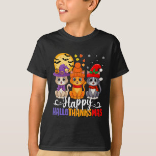 Halloween Thanksgiving Christmas Happy Hallothanks T-Shirt