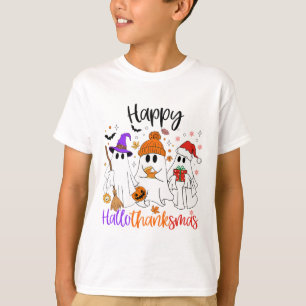 Halloween Thanksgiving Christmas Happy Hallothanks T-Shirt